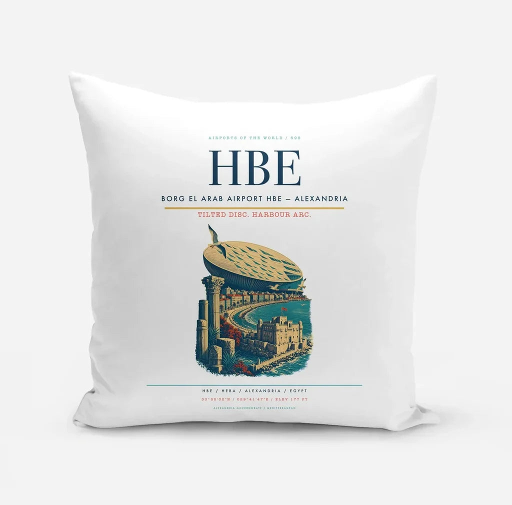 Borg El Arab Airport (HBE) design on white pillow