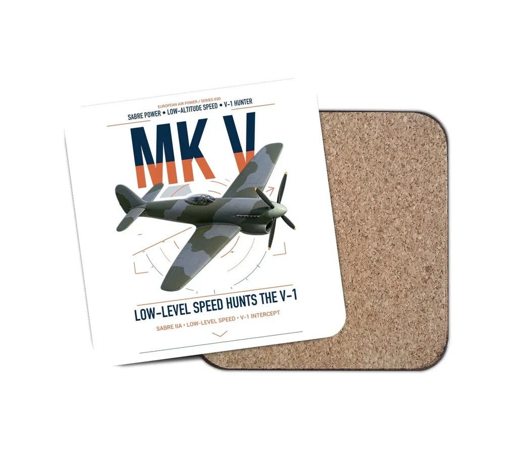 Hawker Tempest Mk V design on white 1 piece coaster