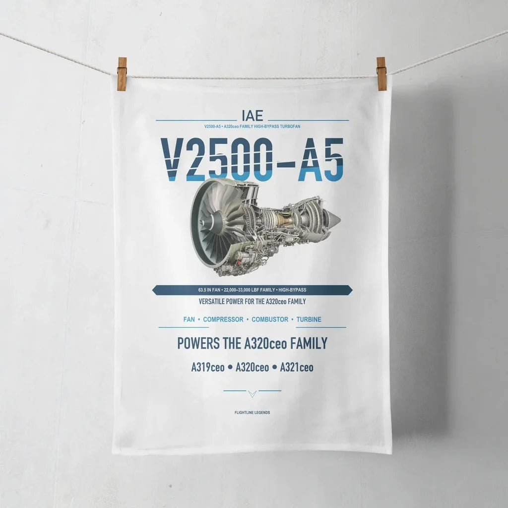 V2500-A5 design on white towel