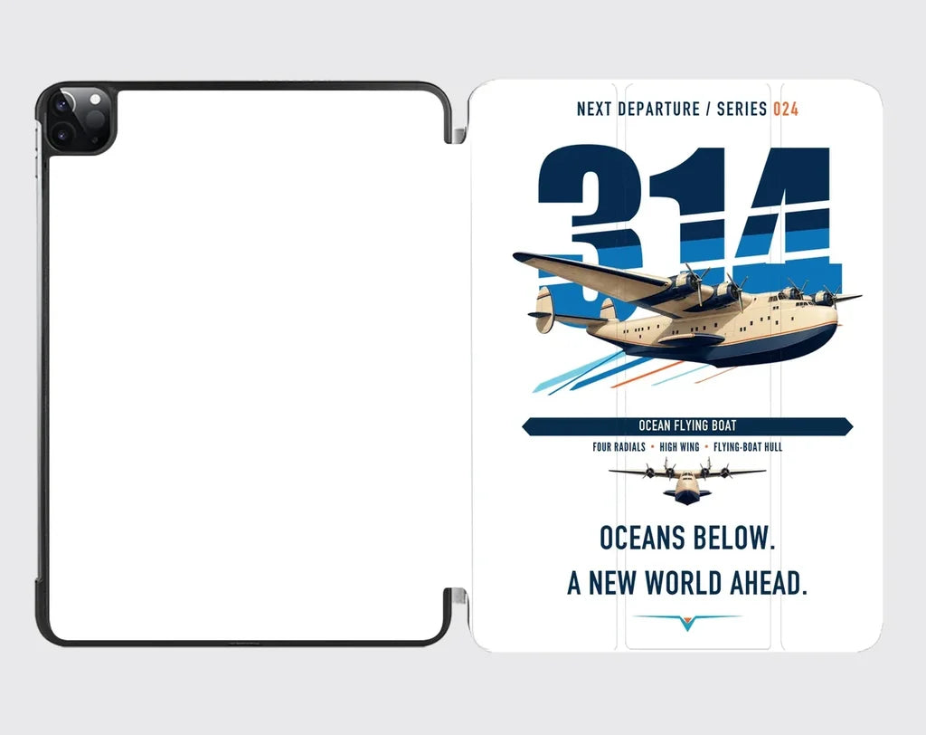 Boeing 314 Clipper design on white ipad tablet case