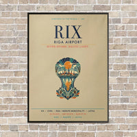Thumbnail for Riga Airport RIX vertical canvas print - framed - beige background