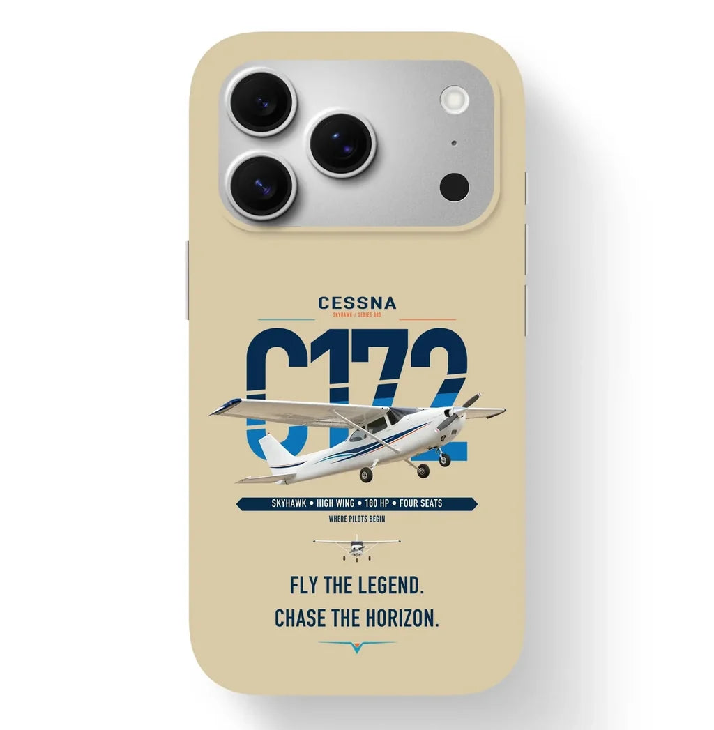 Cessna 172 Skyhawk design on beige magsafe iphone case, for iPhone 17 Pro