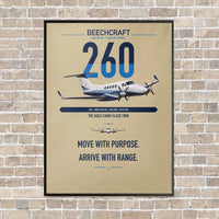 Thumbnail for Beechcraft King Air 260 vertical canvas print - framed - beige background