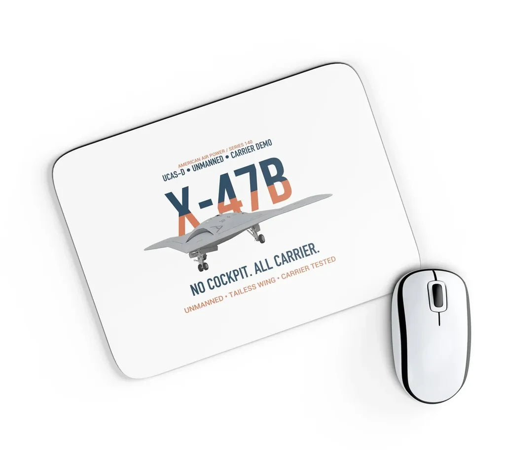 X-47B UCAS-D Carrier Wing Without a Cockpit design on white rectangle mouse pad