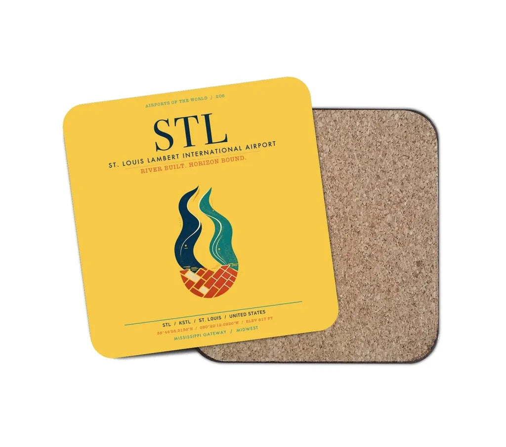 St. Louis Lambert International Airport (STL) design on yellow 1 piece coaster