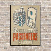 Thumbnail for Catering Loaded Passengers Boarding vertical canvas print - framed - beige background