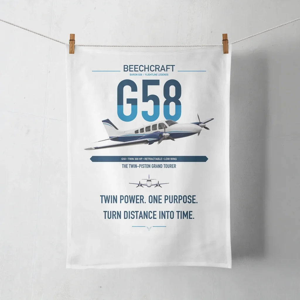 Beechcraft Baron G58 design on white towel