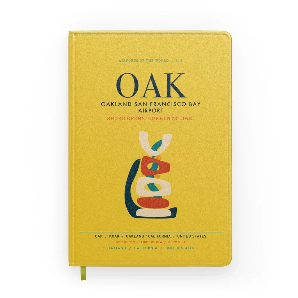 Oakland San Francisco Bay Airport (OAK) design on yellow notebook