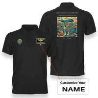 Thumbnail for VINTAGE G4388 - The County Seat Shuttle - Double-Side Polo T-Shirt design on black+name