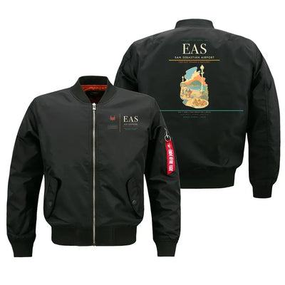 San Sebastián Airport (EAS) design on black bomber jacket
