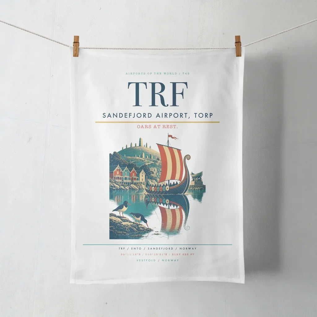 Sandefjord Airport, Torp (TRF) design on white towel