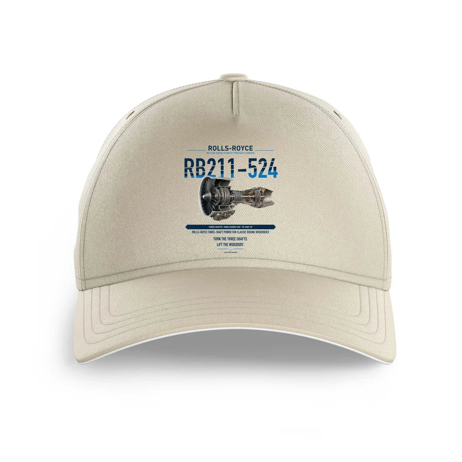RB211-524 design on beige printed hat