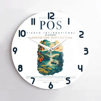 Thumbnail for Piarco International Airport (POS) design on white no frame wall clock