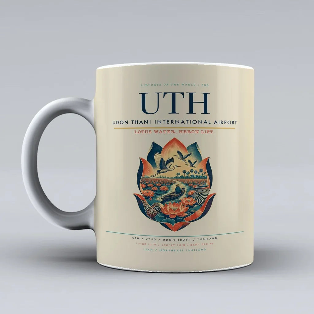 Thani International Airport UTH Mug design on beige udon