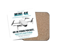 Thumbnail for DJI Mini 4K design on white 1 piece coaster