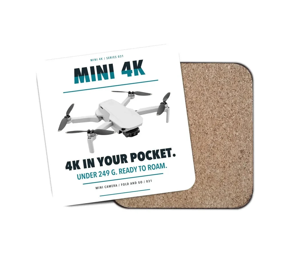 DJI Mini 4K design on white 1 piece coaster