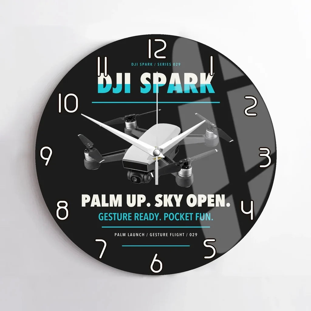 DJI Spark design on black no frame wall clock
