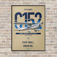 Thumbnail for Cessna 152 vertical canvas print - framed - beige background