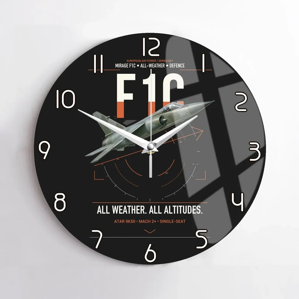 Dassault Mirage F1C design on black no frame wall clock