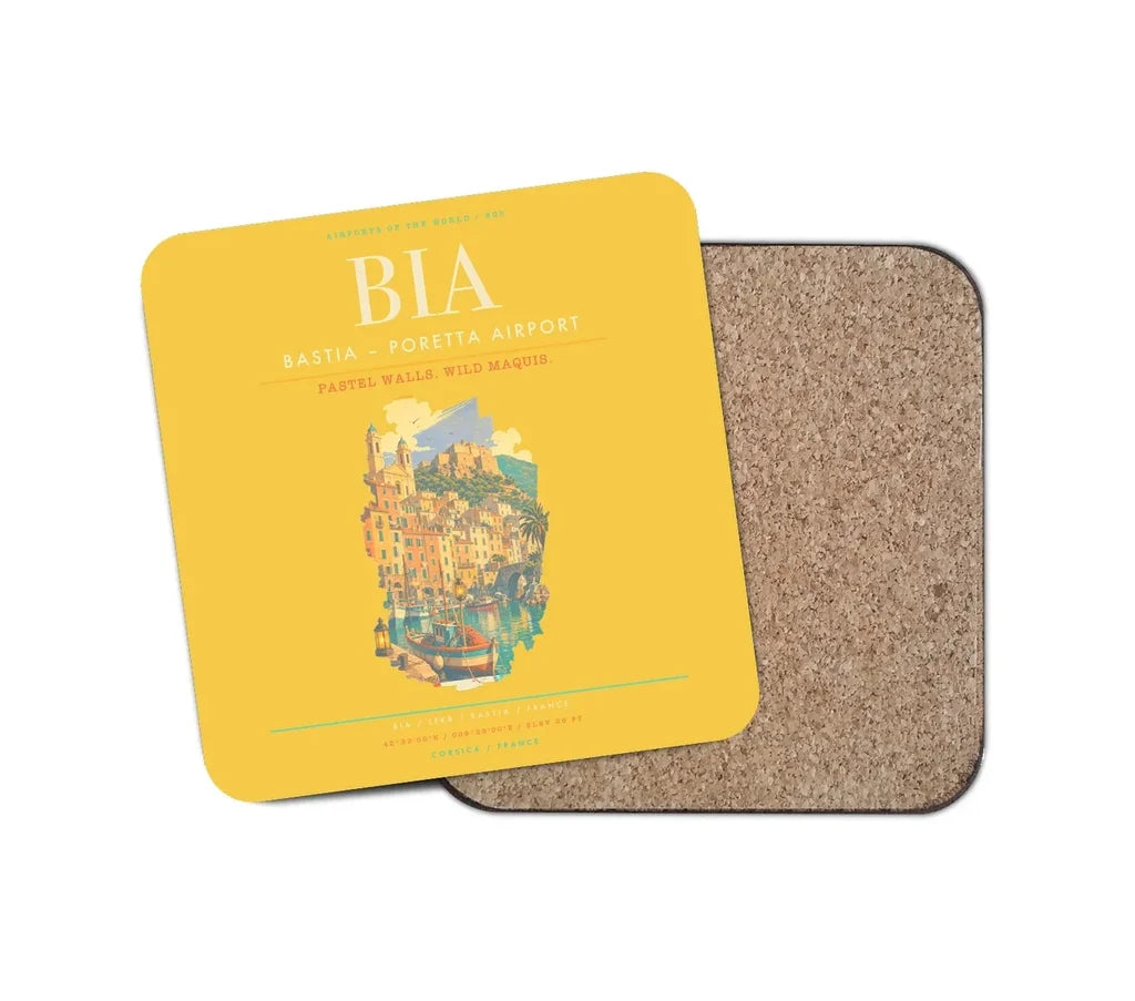 Bastia  Poretta Airport BIA Coaster 1-Piece - Yellow