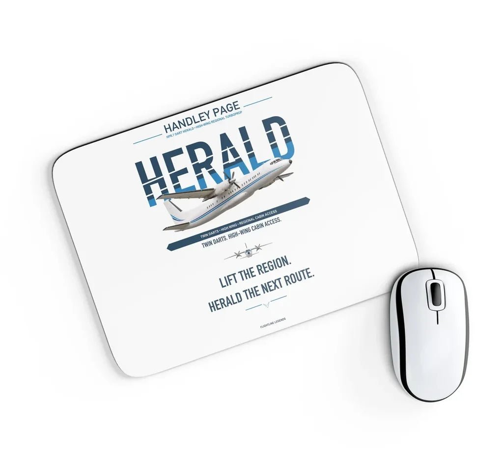 Handley Page HPR.7 Dart Herald design on white rectangle mouse pad