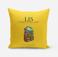 Thumbnail for Lisbon Humberto Delgado Airport (LIS) design on yellow pillow