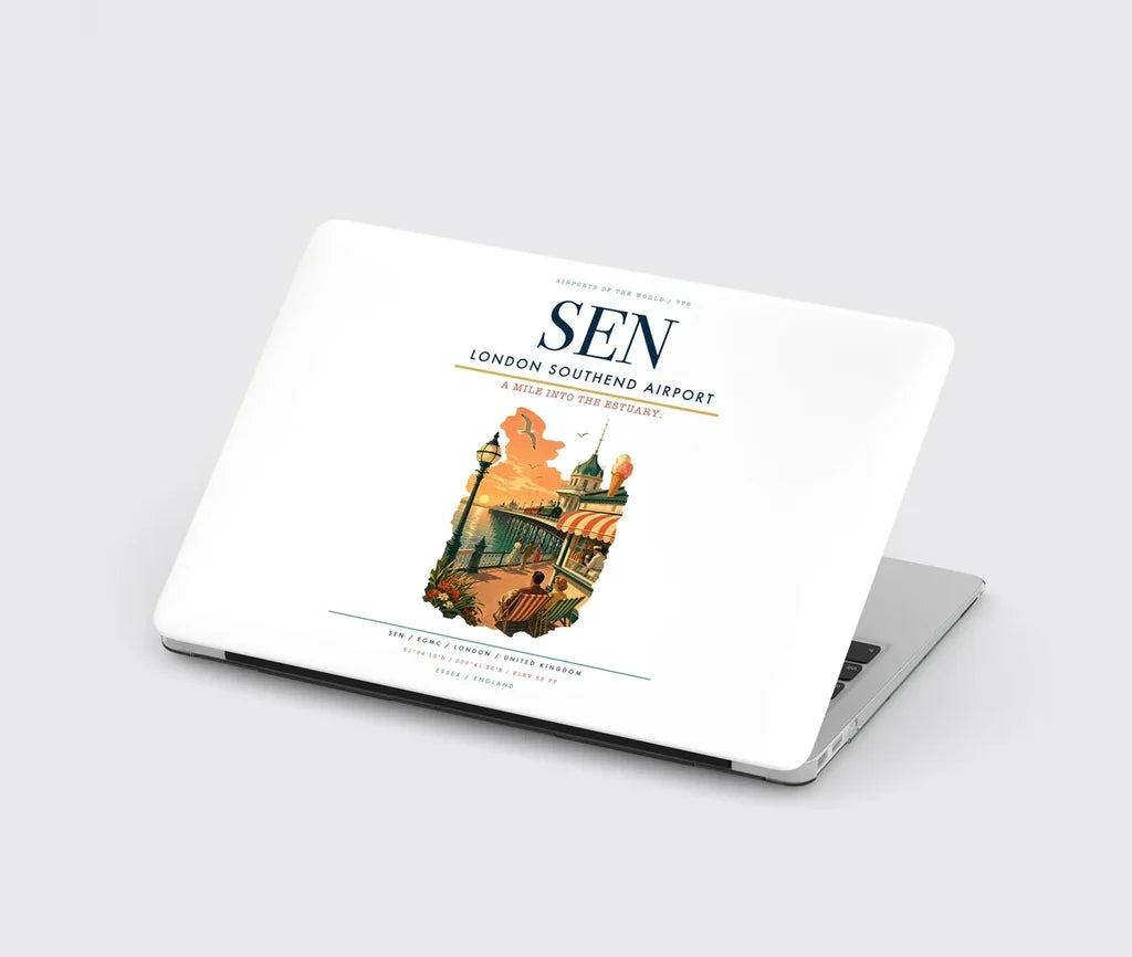 London Southend Airport (SEN) design on white MacBook case
