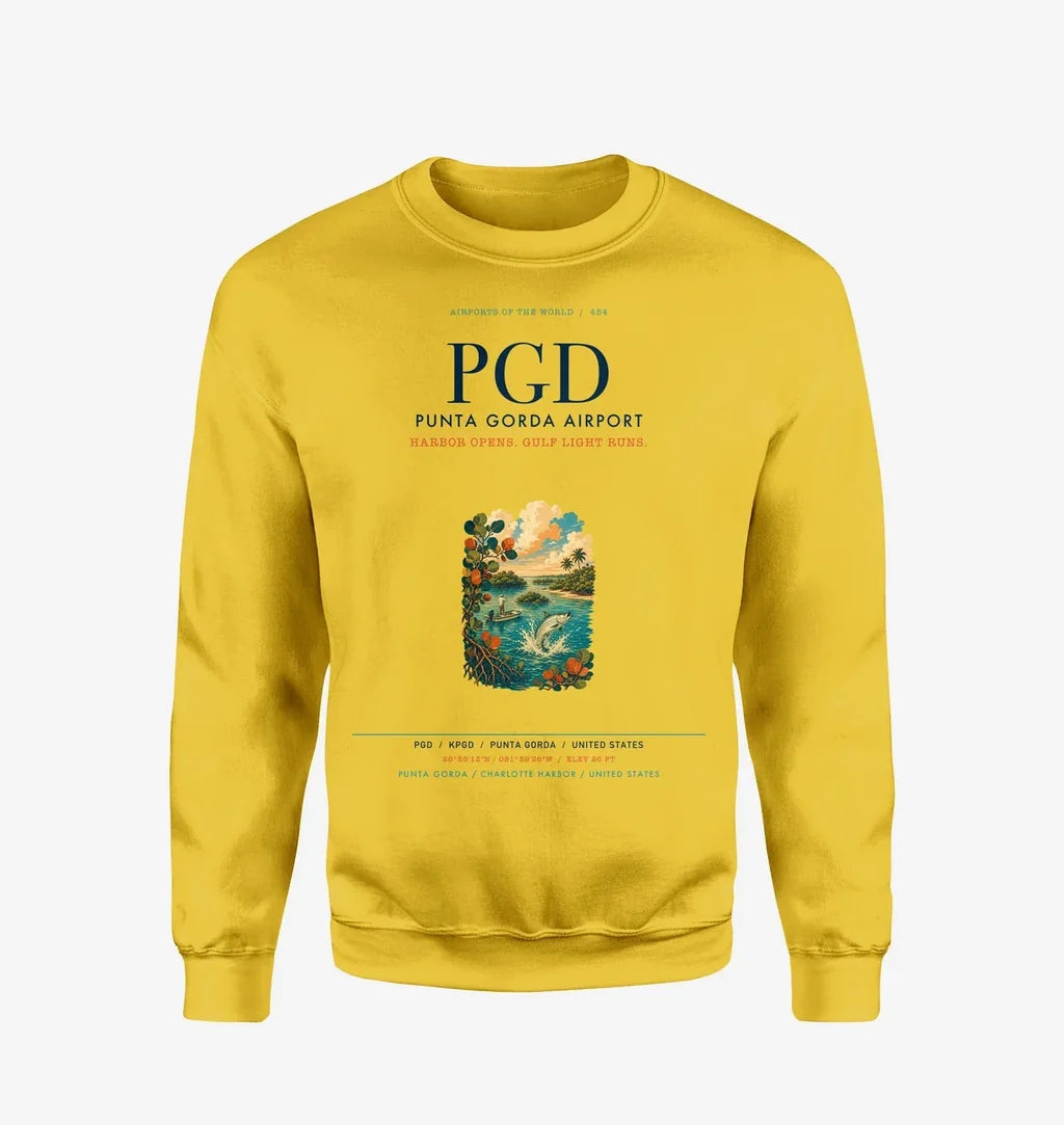 Punta Gorda Airport (PGD) design on yellow sweatshirt