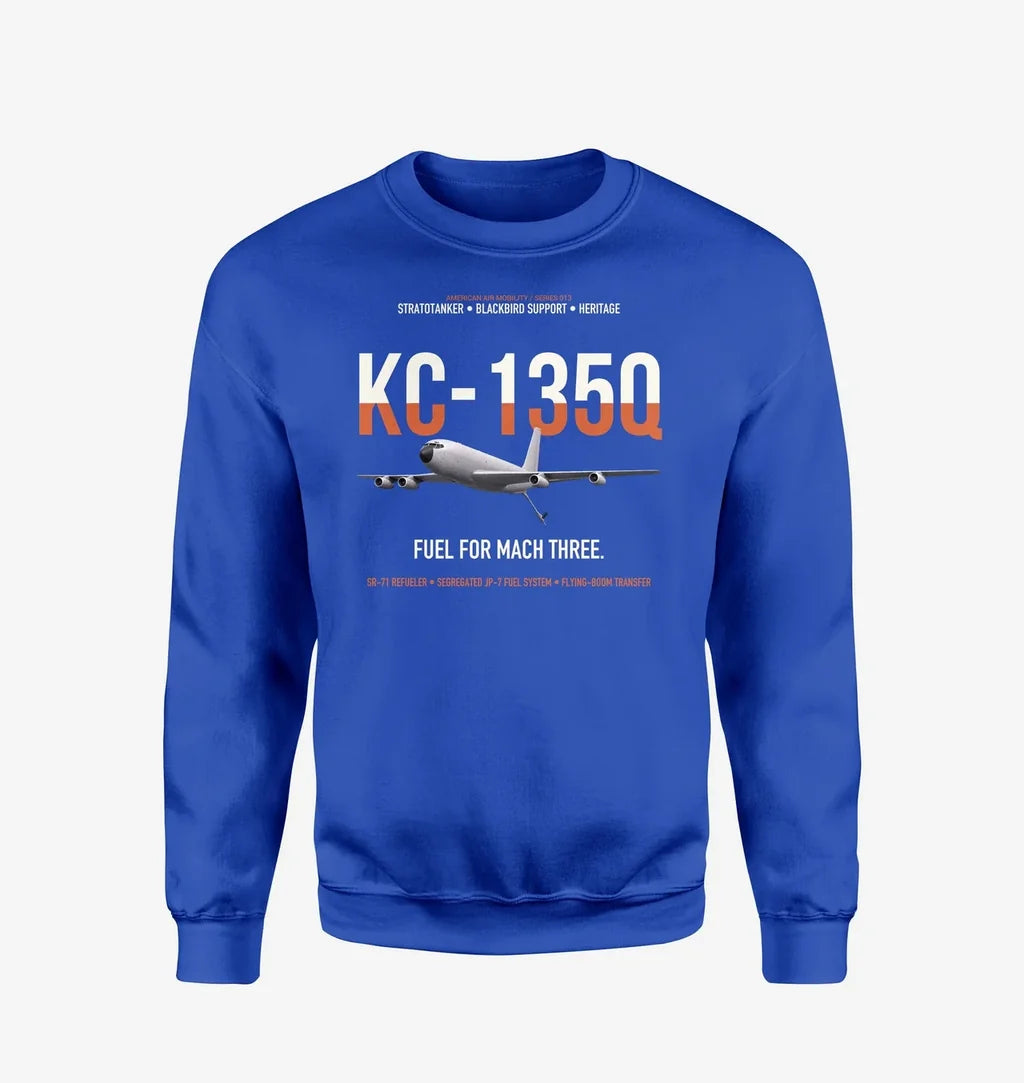 KC-135Q Blackbird Tanker design on blue sweatshirt