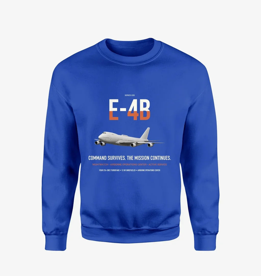 E-4B Nightwatch design on blue sweatshirt