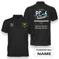 Thumbnail for Pilatus PC-6 Porter design on black+name double-side polo t-shirt, double-side print