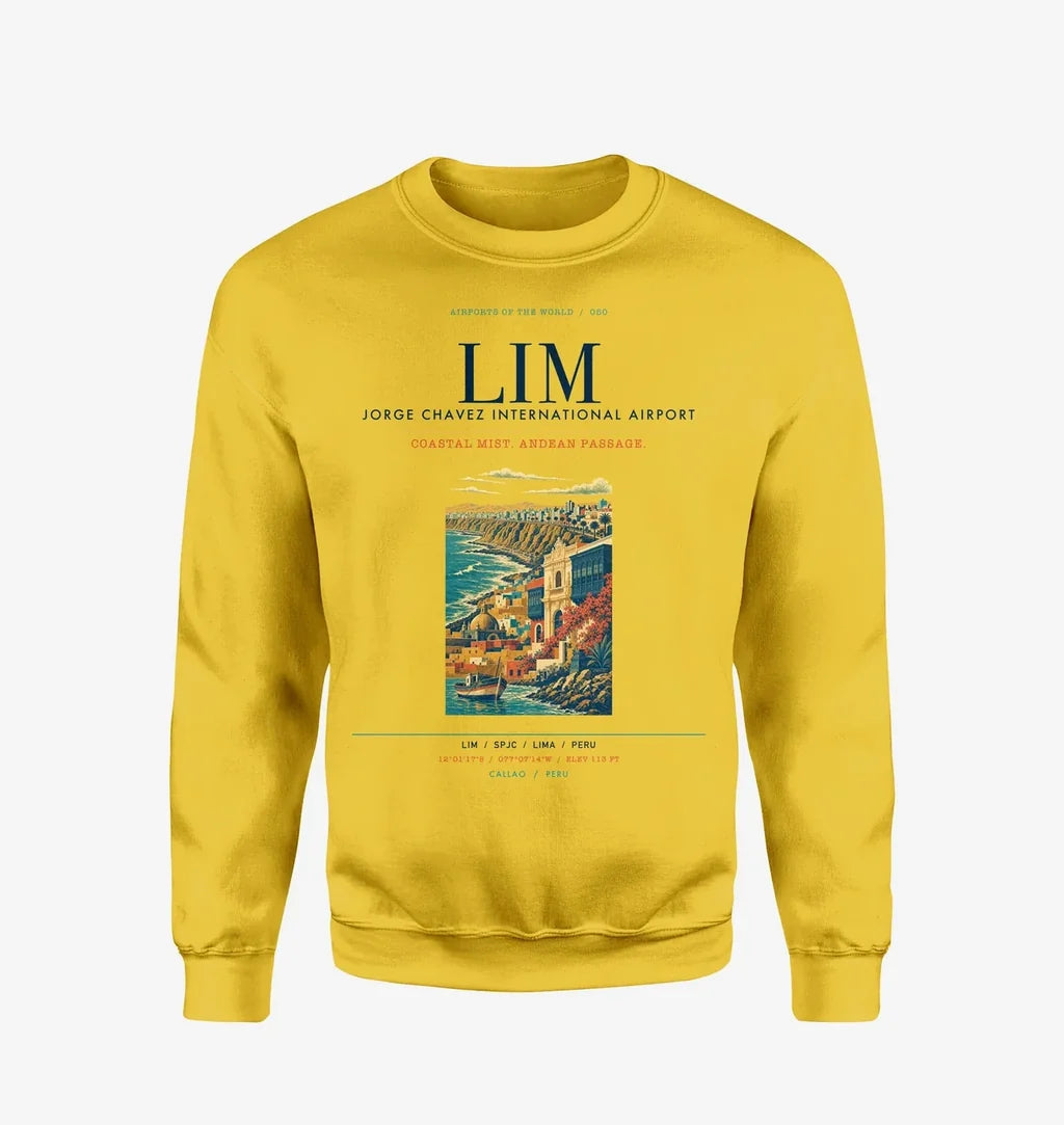 Lima Jorge Chavez International Airport (LIM) design on yellow sweatshirt