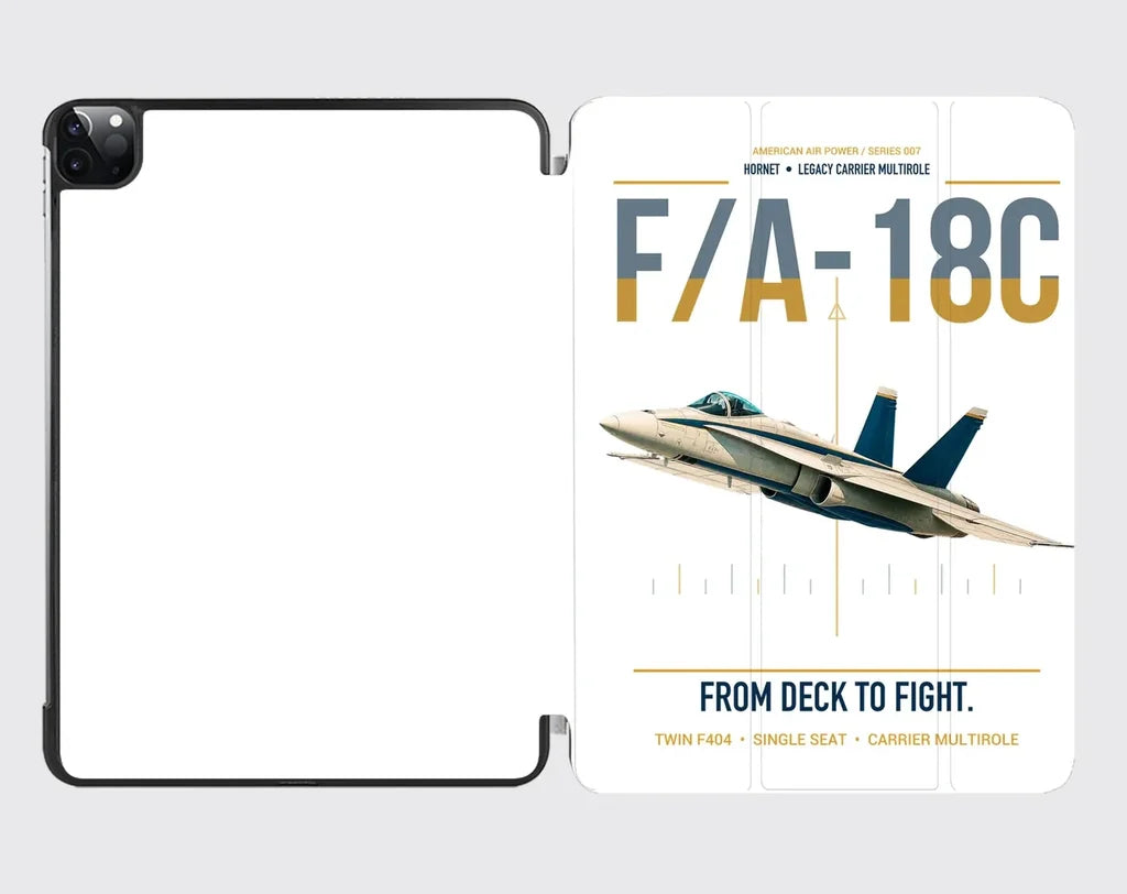 F-A-18C Hornet design on white ipad tablet case