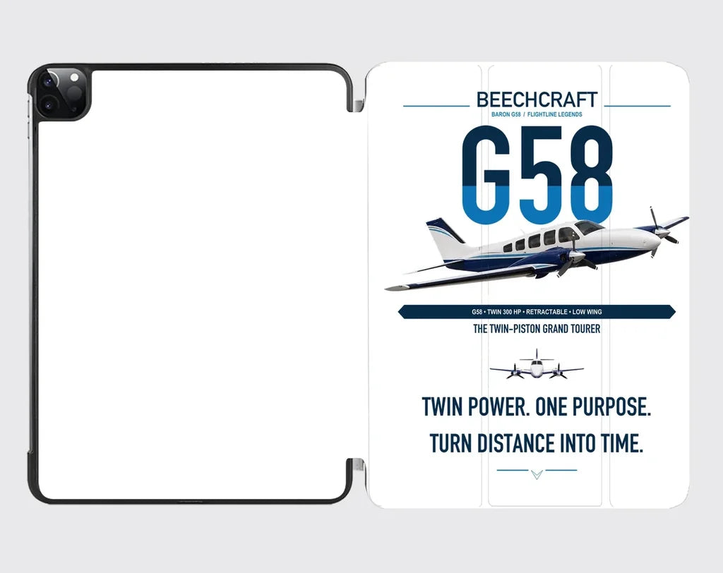 Beechcraft Baron G58 design on white ipad tablet case