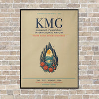 Thumbnail for Kunming Changshui International Airport KMG vertical canvas print - framed - beige background