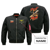 Thumbnail for SIGNAL 613 - Pilot Mom - Bomber Jacket design on black bomber jacket with custom name badge