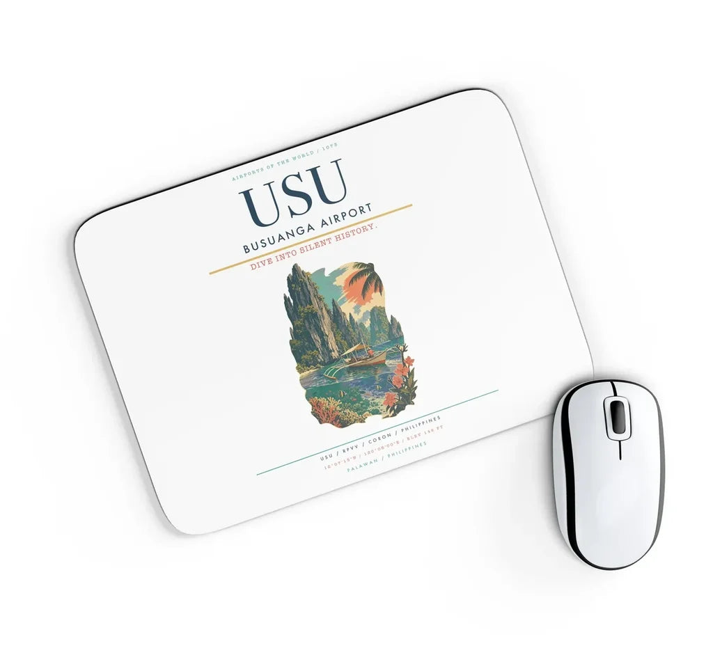 Busuanga Airport (USU) design on white rectangle mouse pad