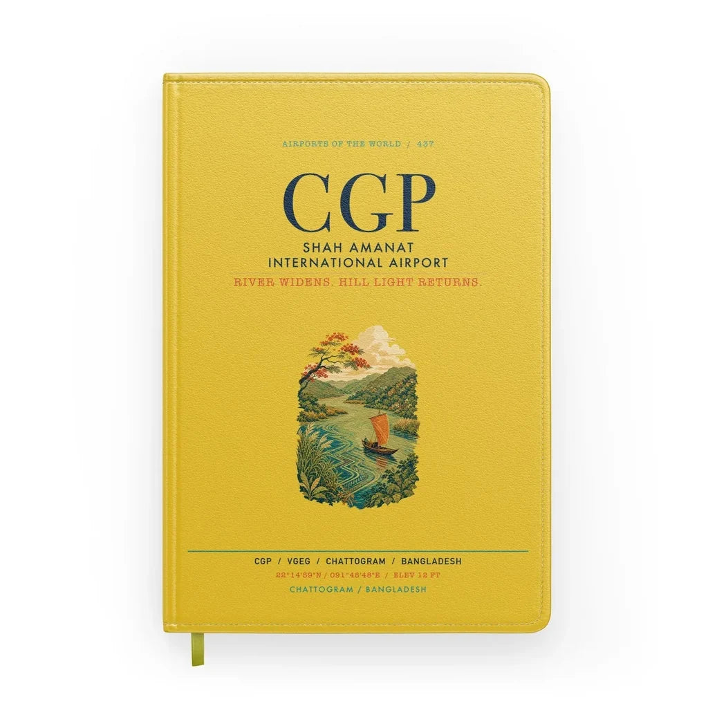 Shah Amanat International Airport Chattogram (CGP) design on yellow notebook