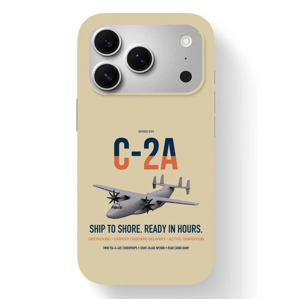 C-2A Greyhound design on beige magsafe iphone case, for iPhone 17 Pro