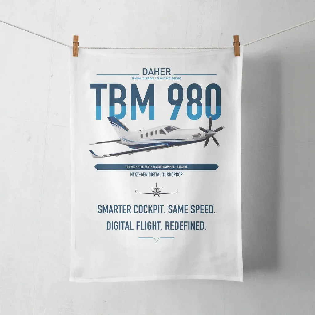 Daher TBM 980 design on white towel