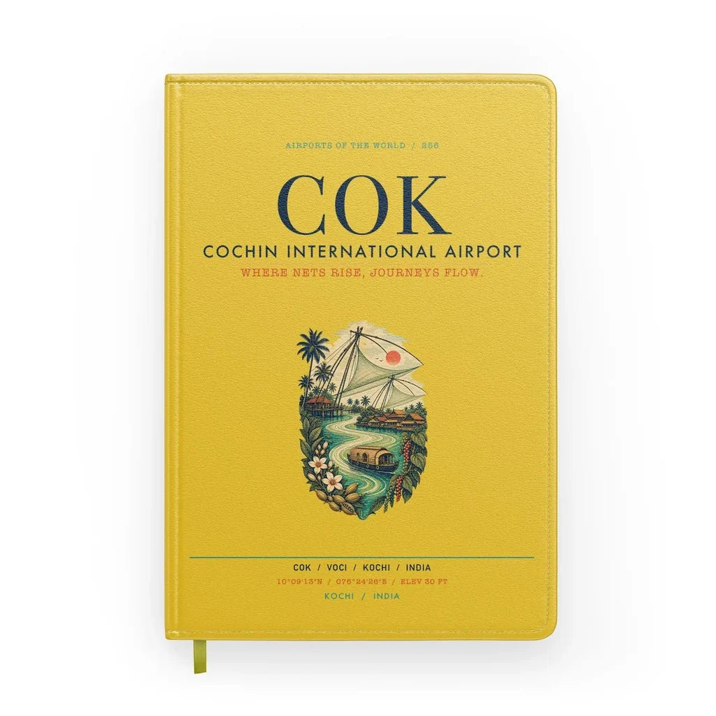 Cochin International Airport Kochi (COK) design on yellow notebook