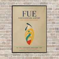 Thumbnail for Fuerteventura Airport FUE vertical canvas print - framed - beige background