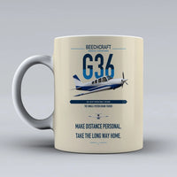 Thumbnail for Beechcraft Bonanza G36 design on beige ceramic mug, double-side print
