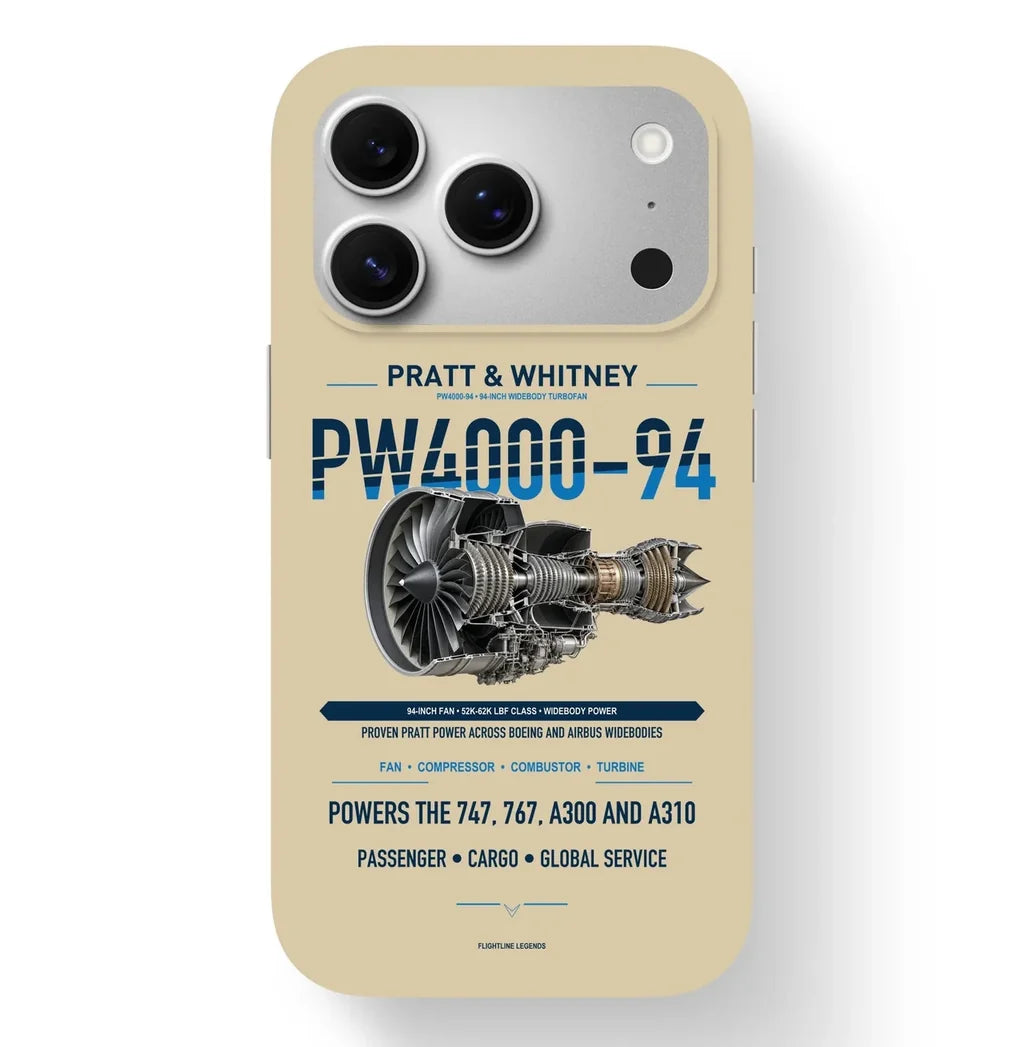 PW4000-94 Case design on beige iphone case