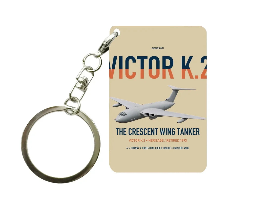 Handley Page Victor K.2 design on beige designed key chain, double-side print