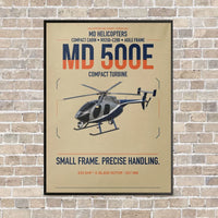 Thumbnail for MD Helicopters MD 500E vertical canvas print - framed - beige background