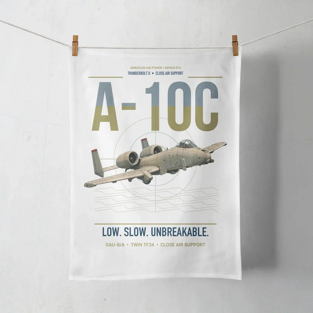 A-10C Thunderbolt II design on white towel