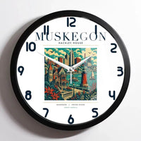 Thumbnail for MUSKEGON - Poster - Wall Clock Framed - White
