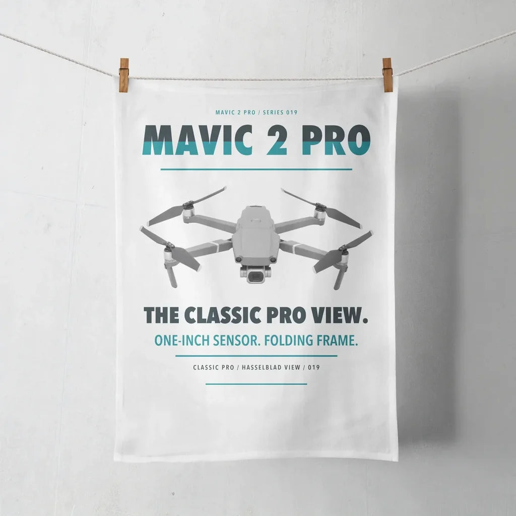 DJI Mavic 2 Pro design on white towel