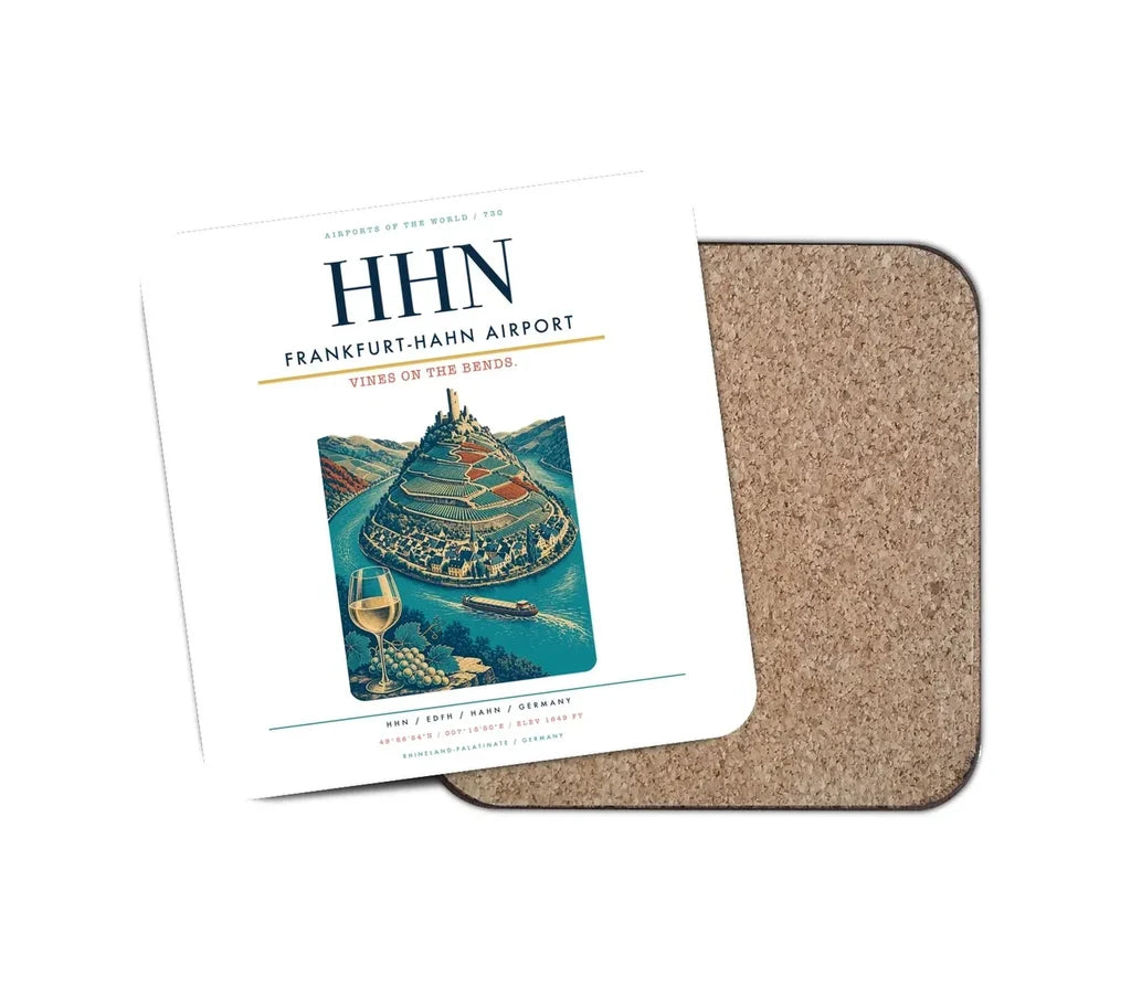 Frankfurt-Hahn Airport (HHN) design on white 1 piece coaster